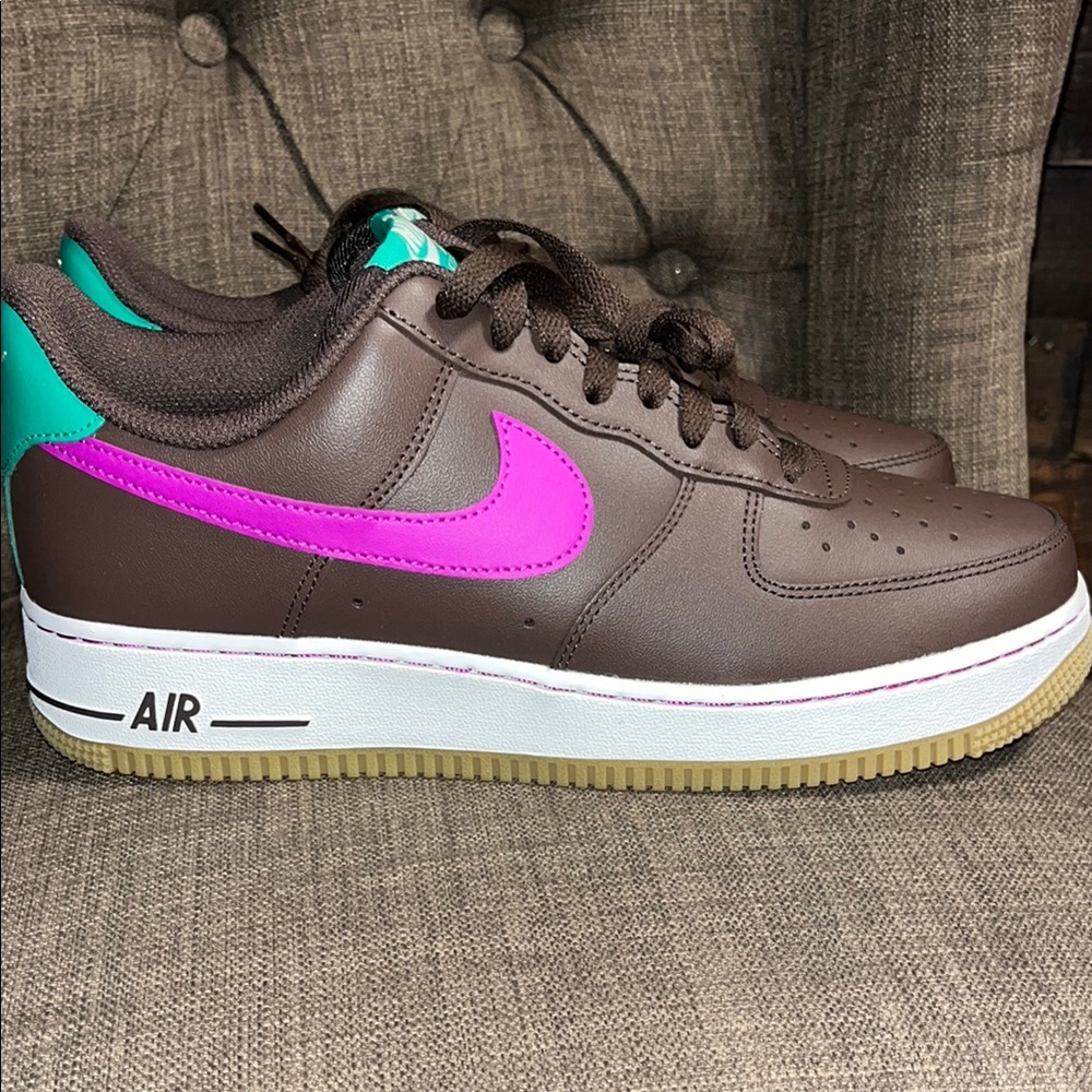 Nike Air Force 1 '07 Brown with Pink and green Accents men's 9/ women's 10.5